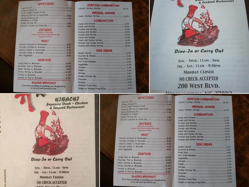 Akai Hibachi Menu