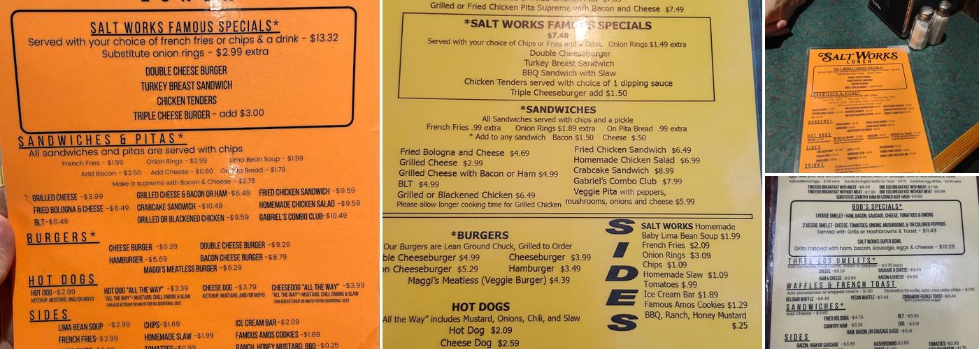 The Original Salt Works Menu