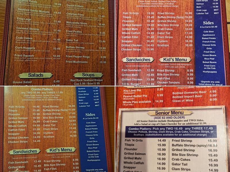 Crystal River Seafood Menu