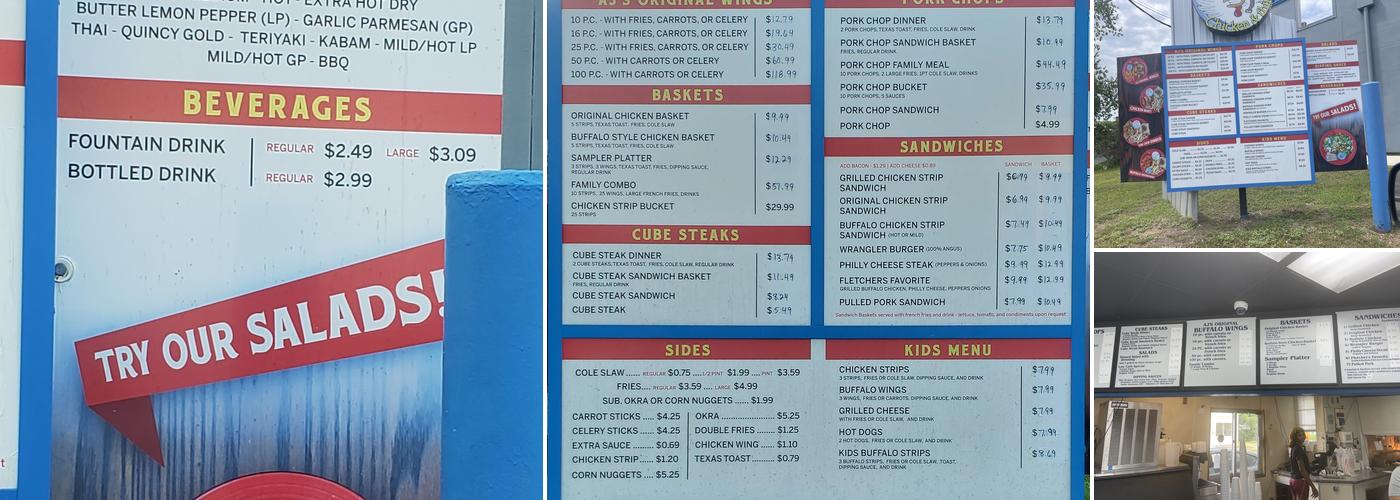 A J Chicken & Things Menu