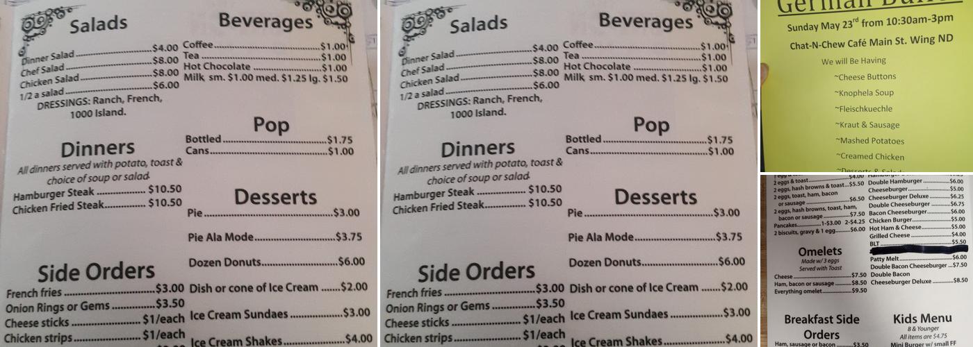 Chat & Chew Cafe Menu