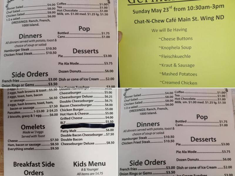 Chat & Chew Cafe Menu