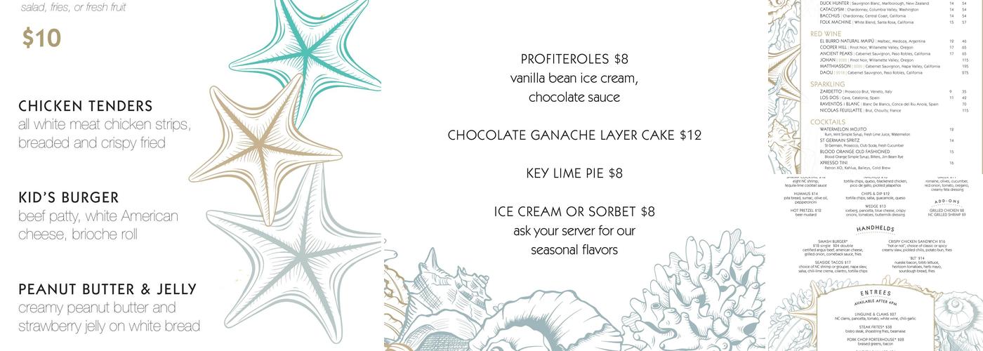 East Oceanfront Dining Menu
