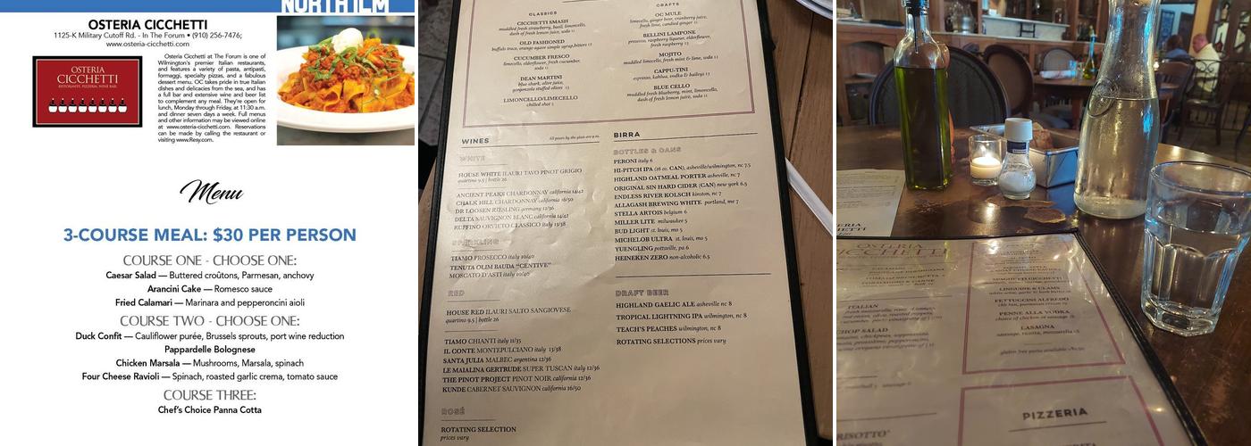 Osteria Cicchetti Menu