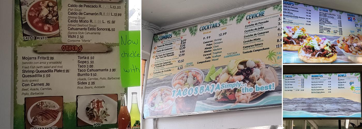 Tacos Baja Menu