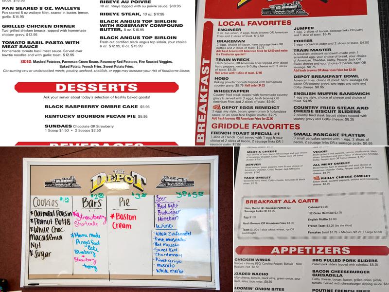 The Depot Cafe Menu