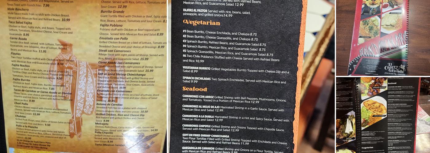 El Charro Grande Menu