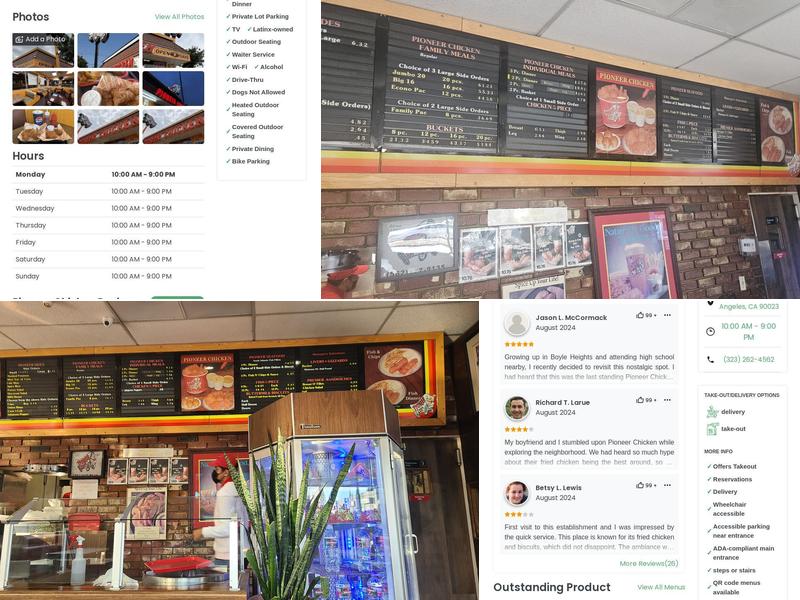 Pioneer Chicken Menu