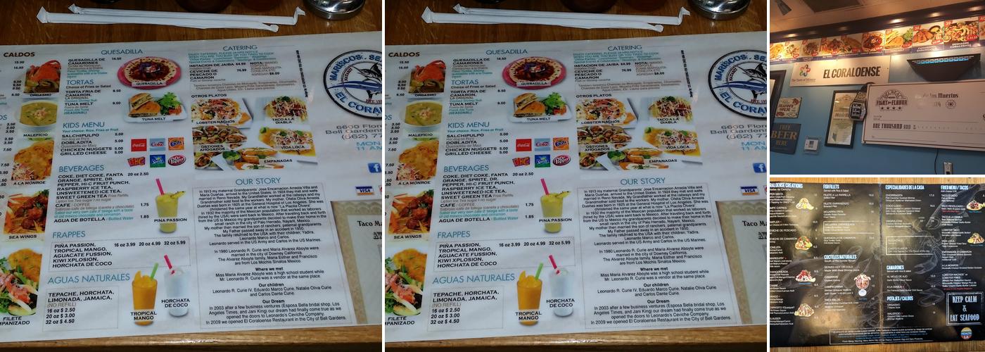 El Coraloense Menu