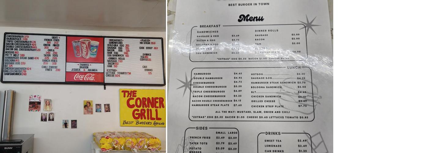 Corner Grill Menu