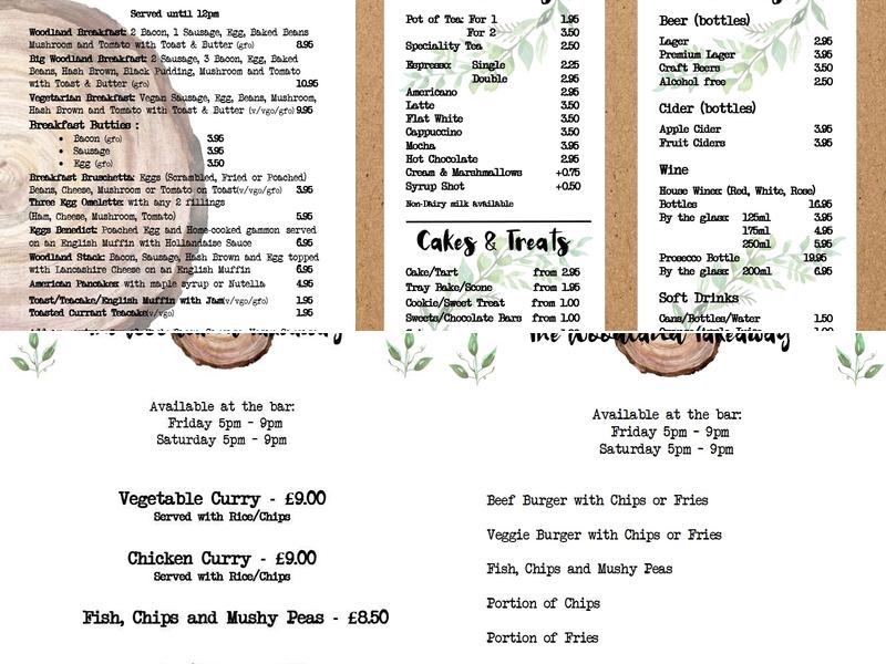 The Woodland Cafe Menu
