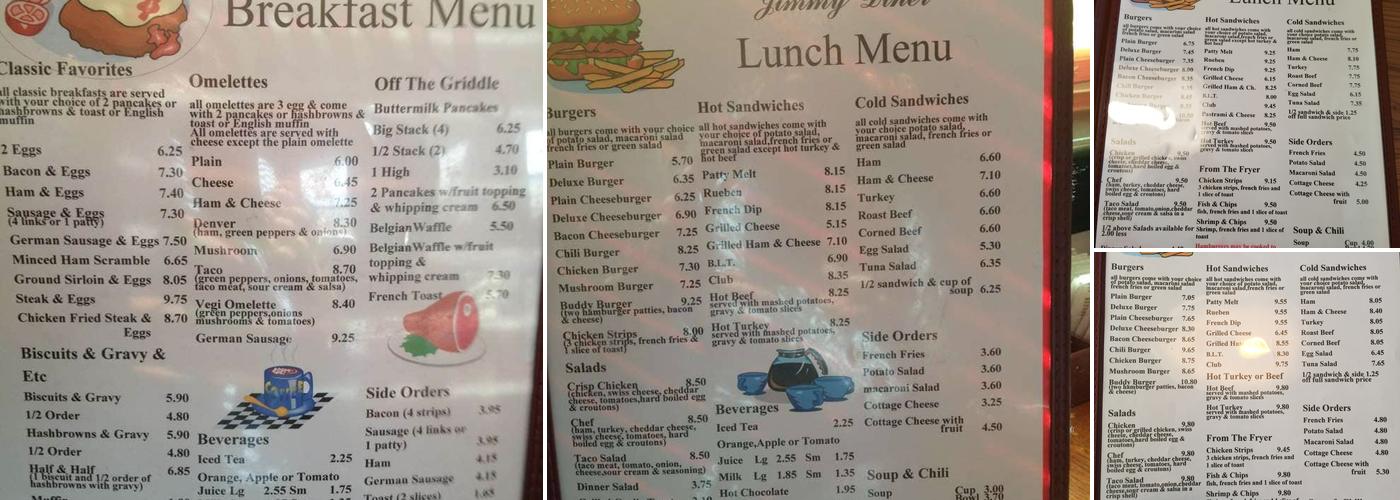 Jimmy's Diner Menu