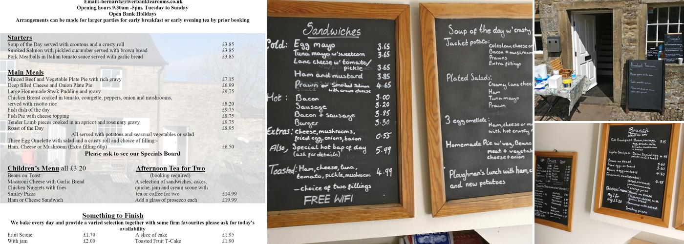 Riverbank Tearooms Menu