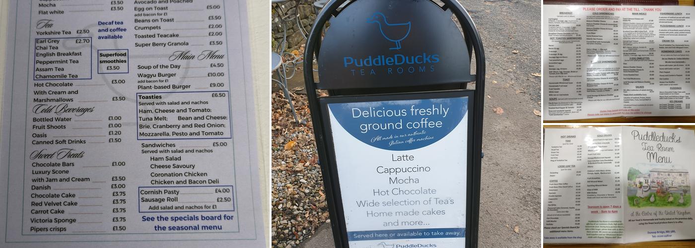 Puddleducks Tea Room Menu