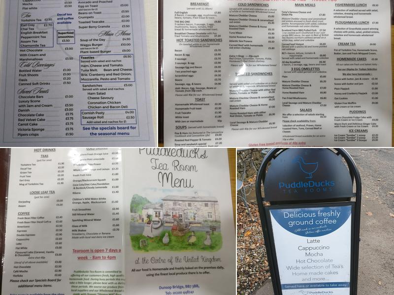 Puddleducks Tea Room Menu