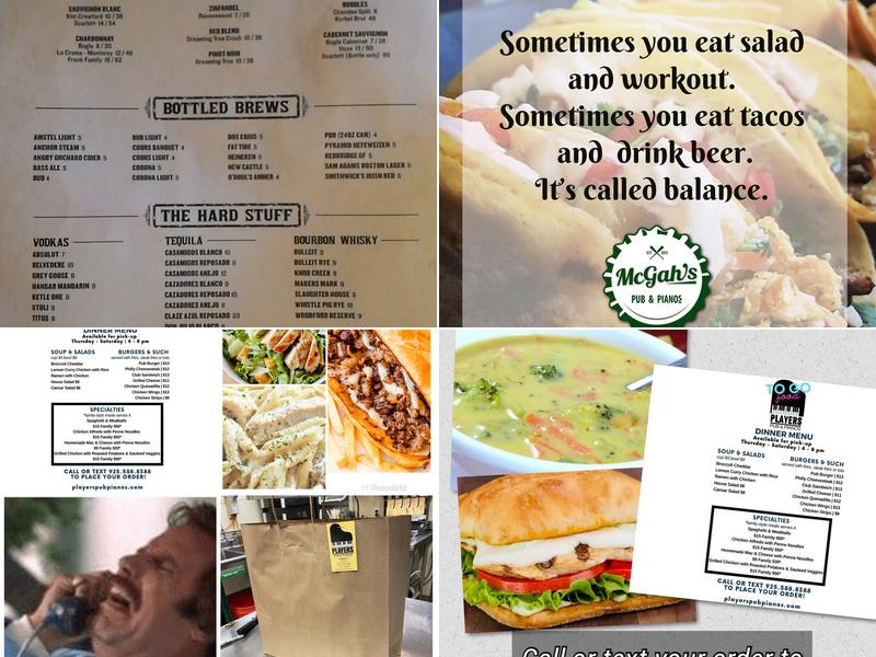 Players Pub & Pianos Menu