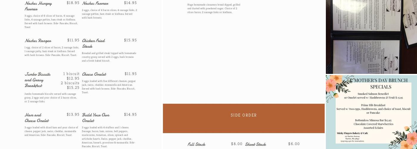 Sticky Fingers Bakery & Cafe Menu