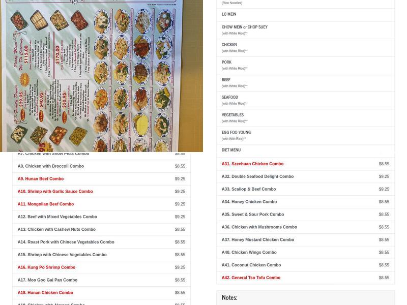 Panda Rex Menu