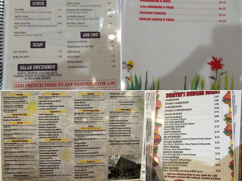 Dimitri's Corner Restaurant Menu