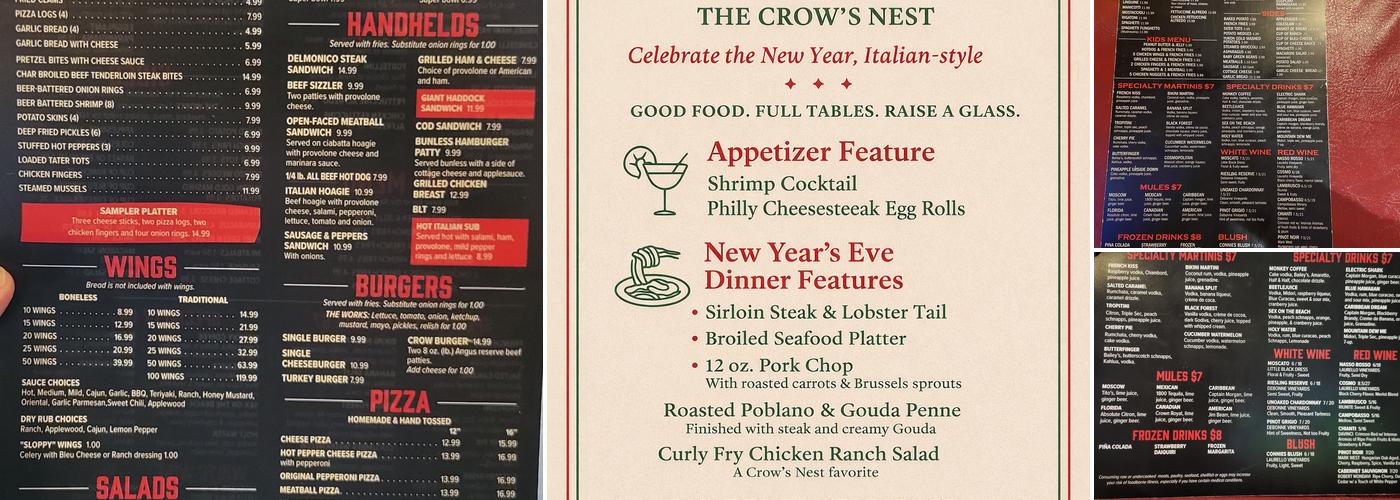 Crows Nest Menu
