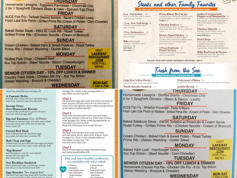 Lakeway Restaurant Menu