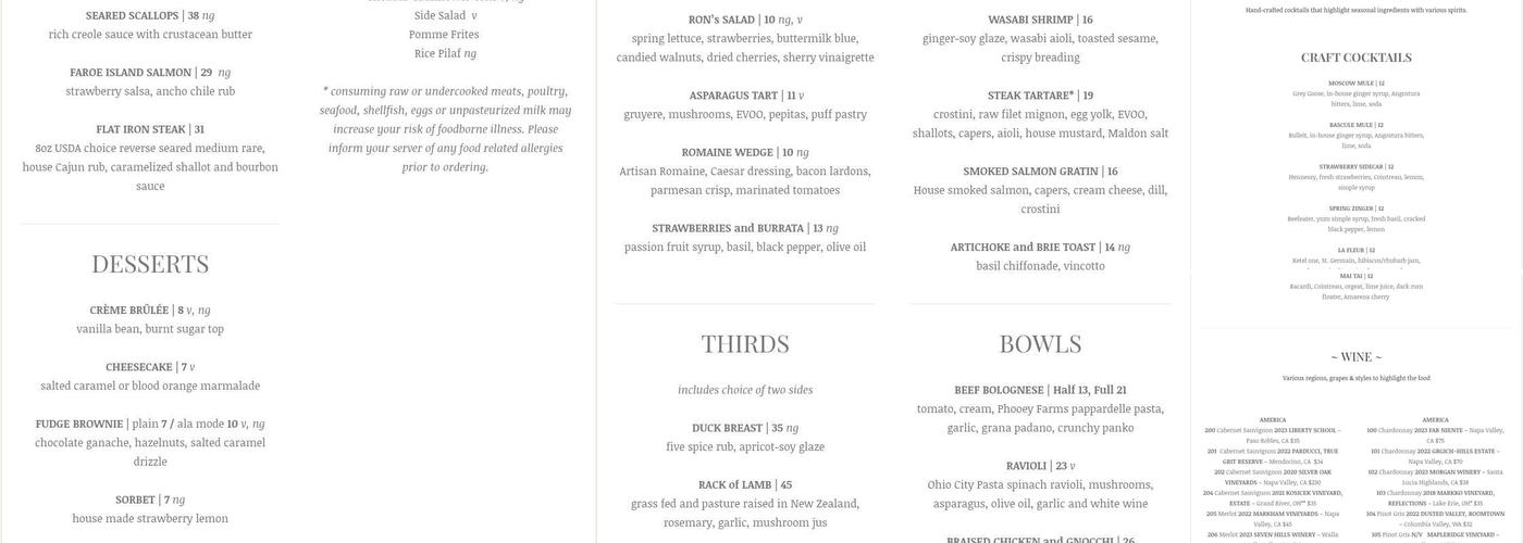 Bascule Bridge Grille Menu