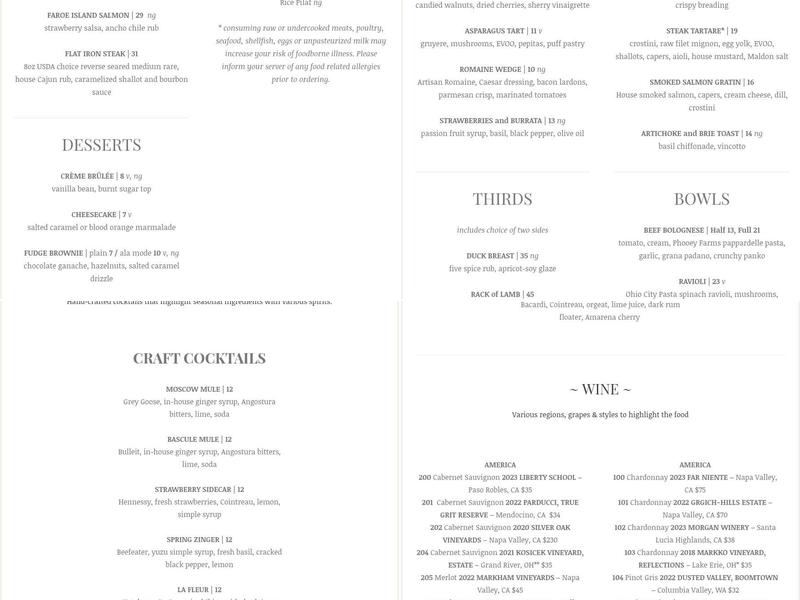 Bascule Bridge Grille Menu