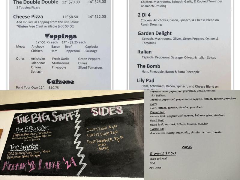 Dirks' Pizza Menu