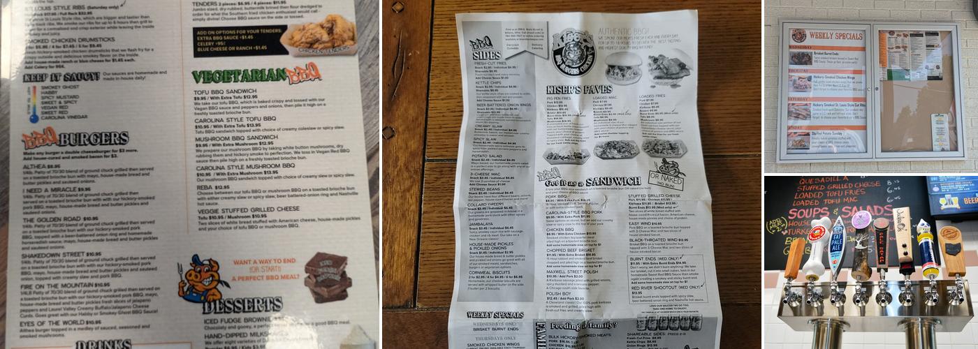 Kiser's Barbeque Menu