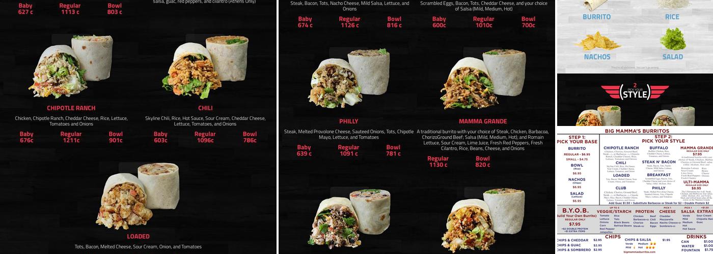 Big Mamma's Burritos Menu