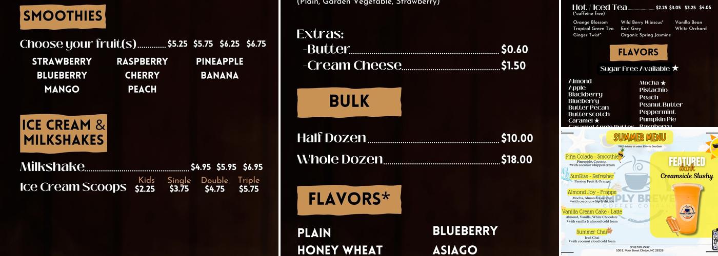 Simply Brewed Coffee Company Menu