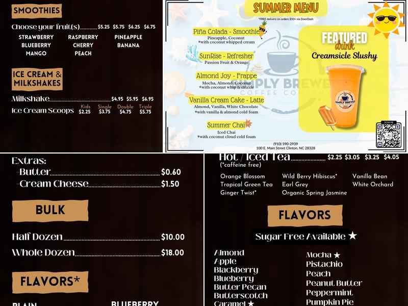 Simply Brewed Coffee Company Menu