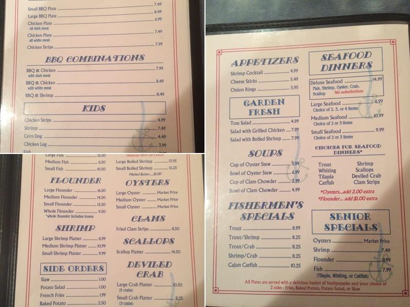 Sandpiper Seafood Menu