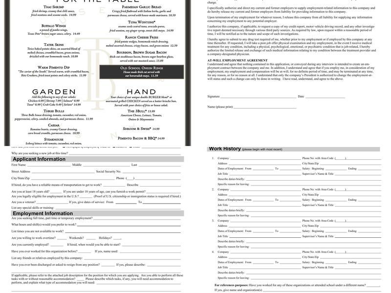 Three Bulls American Steakhouse Menu