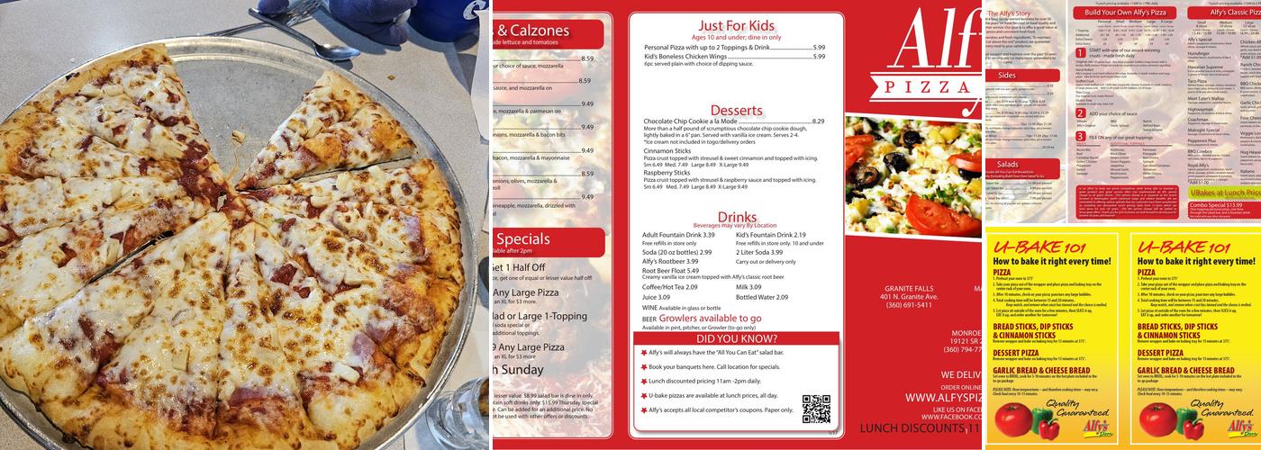 Alfy's Pizza Menu