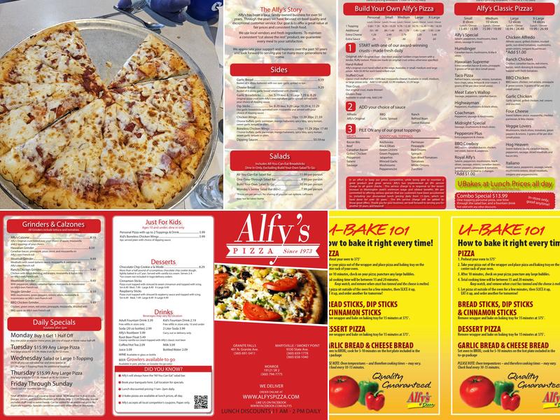 Alfy's Pizza Menu