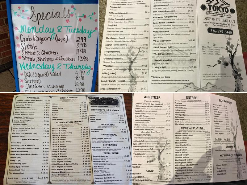 Tokyo Japanese Grill & Sushi Menu