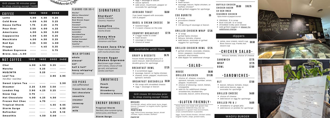 Twinkleberries Coffee Menu