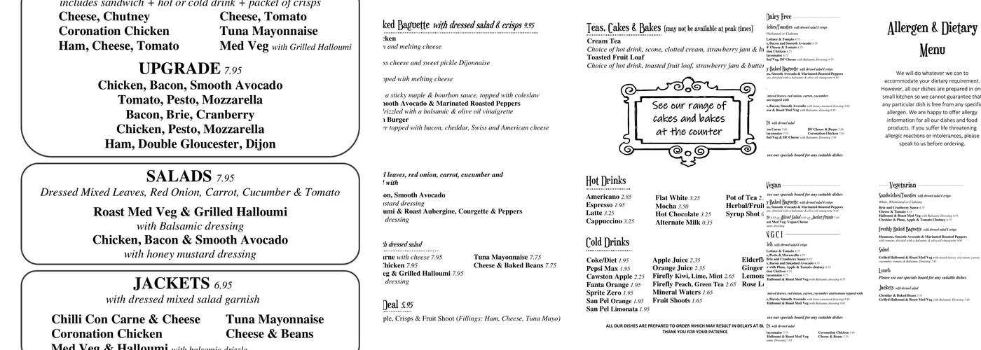 Brimble's Cafe Menu