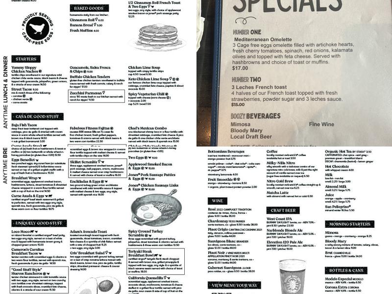 Good Stuff - Palos Verdes Menu