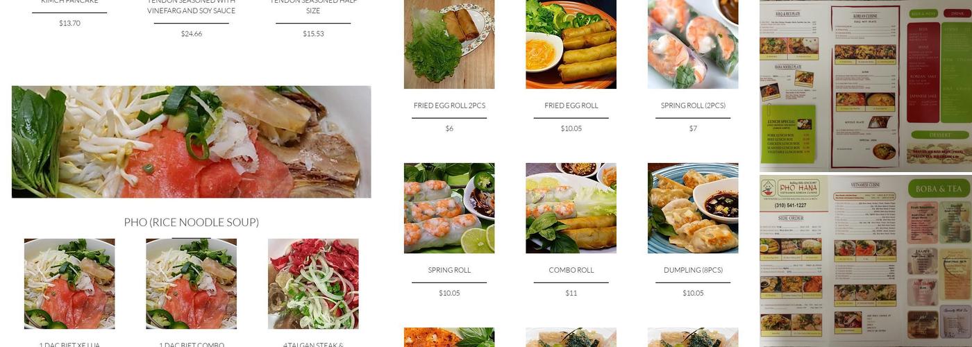 Pho Hana Restaurant & Tofu Menu