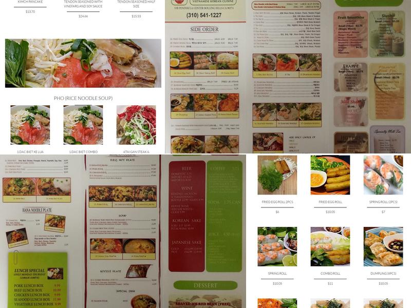 Pho Hana Restaurant & Tofu Menu