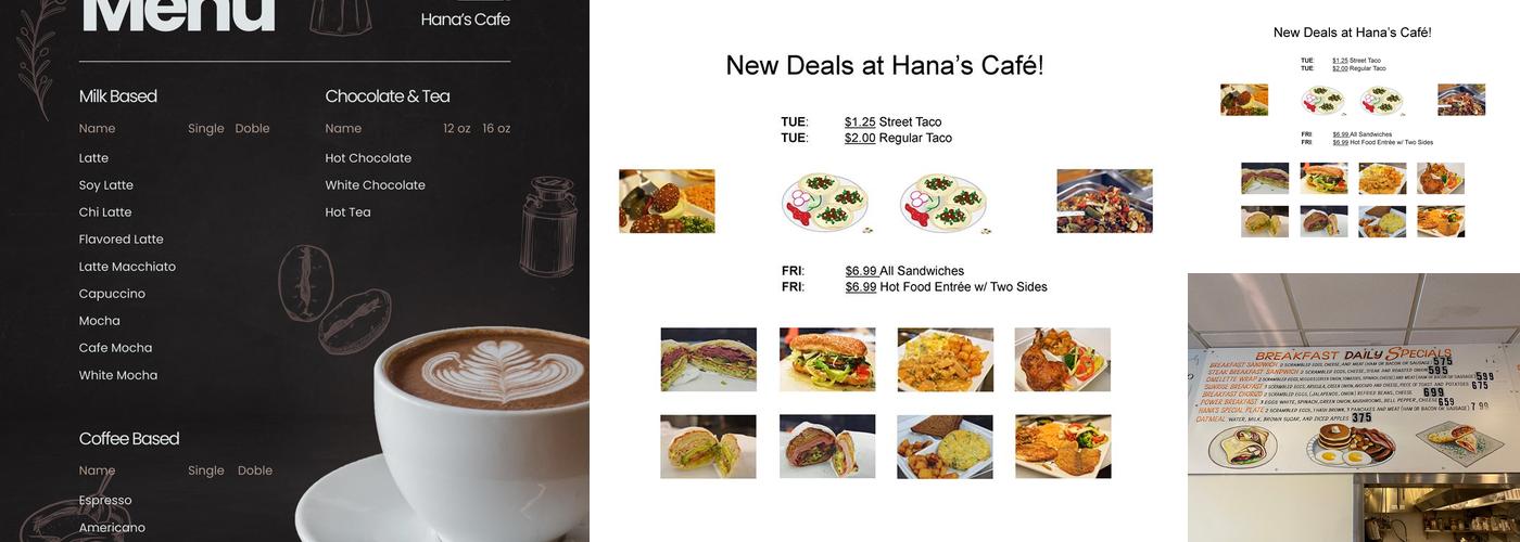 Hana's Cafe & Deli Menu