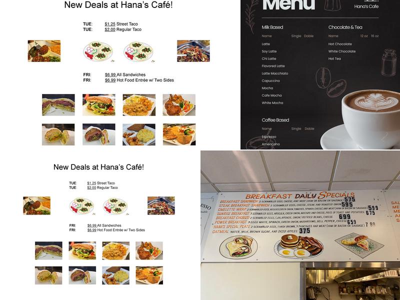 Hana's Cafe & Deli Menu