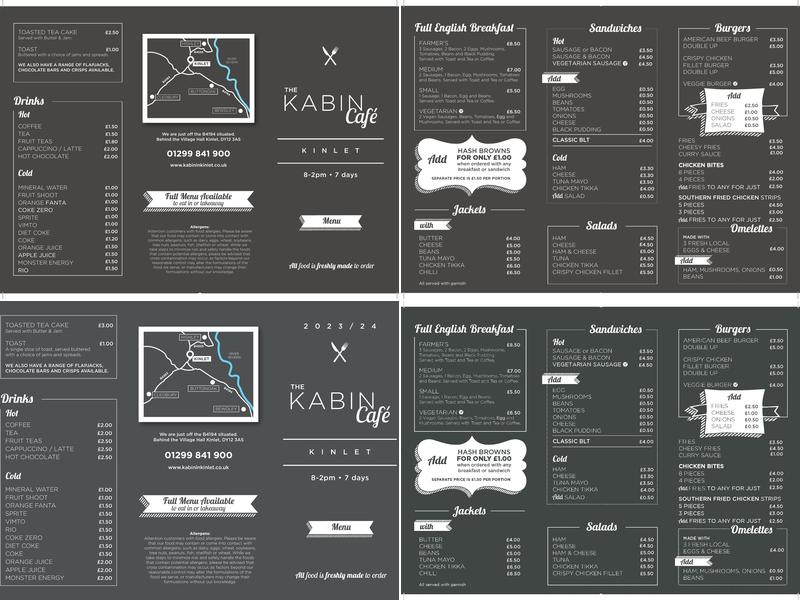 The Kabin Cafe Menu