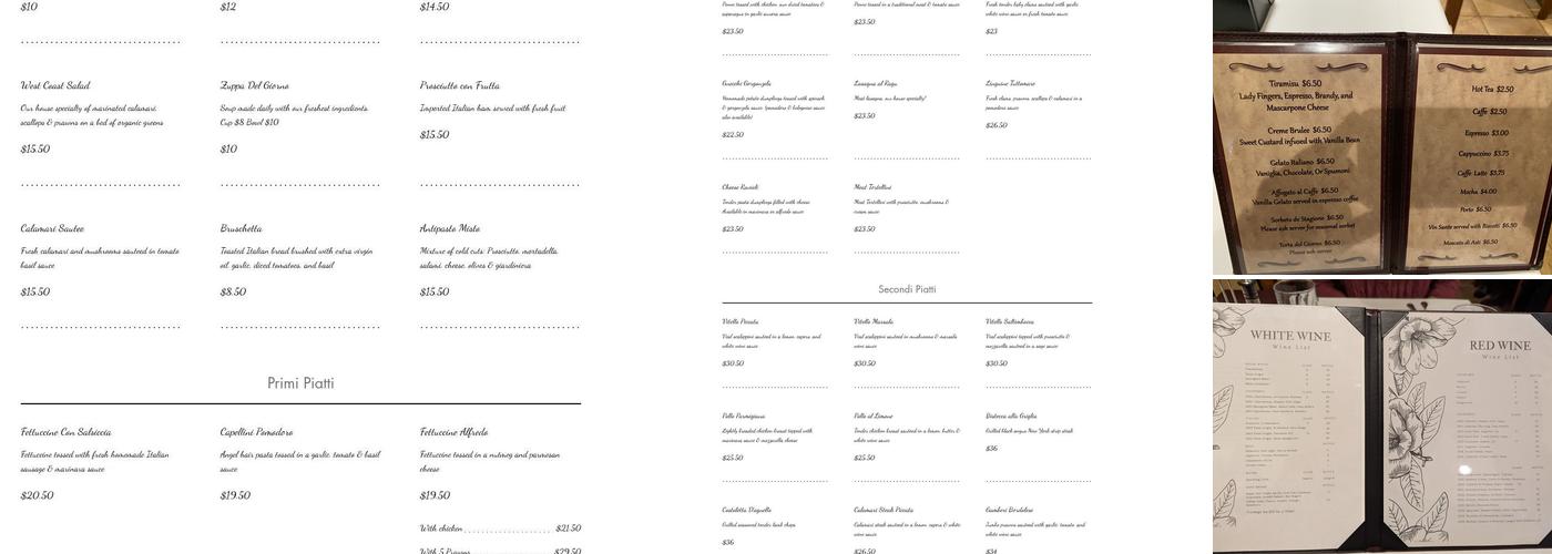 West Coast Cafe Menu