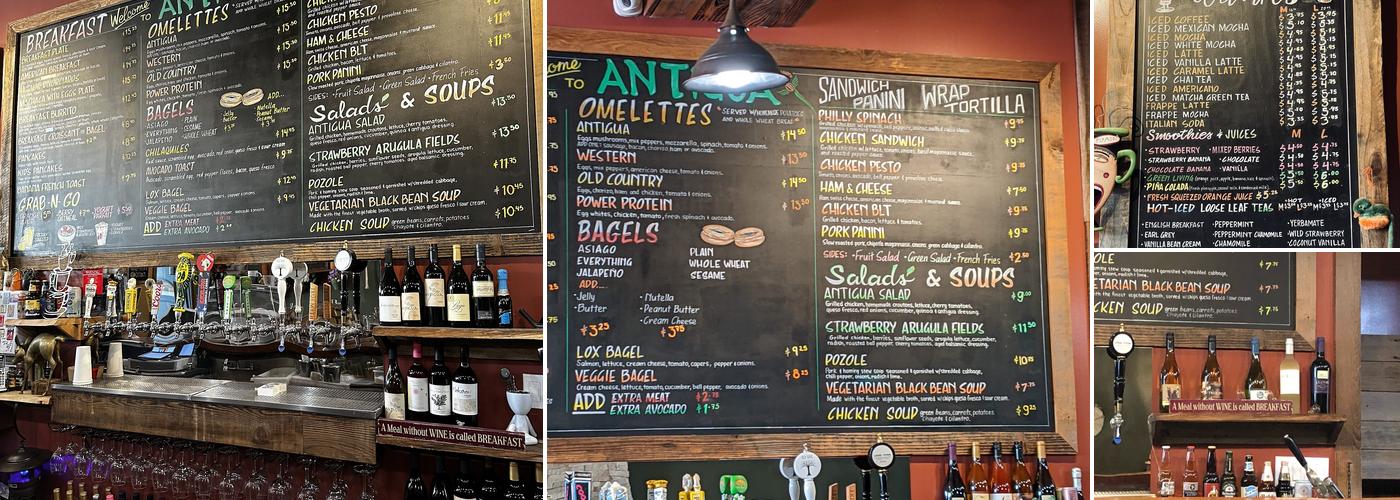 Antigua Coffee Shop Menu