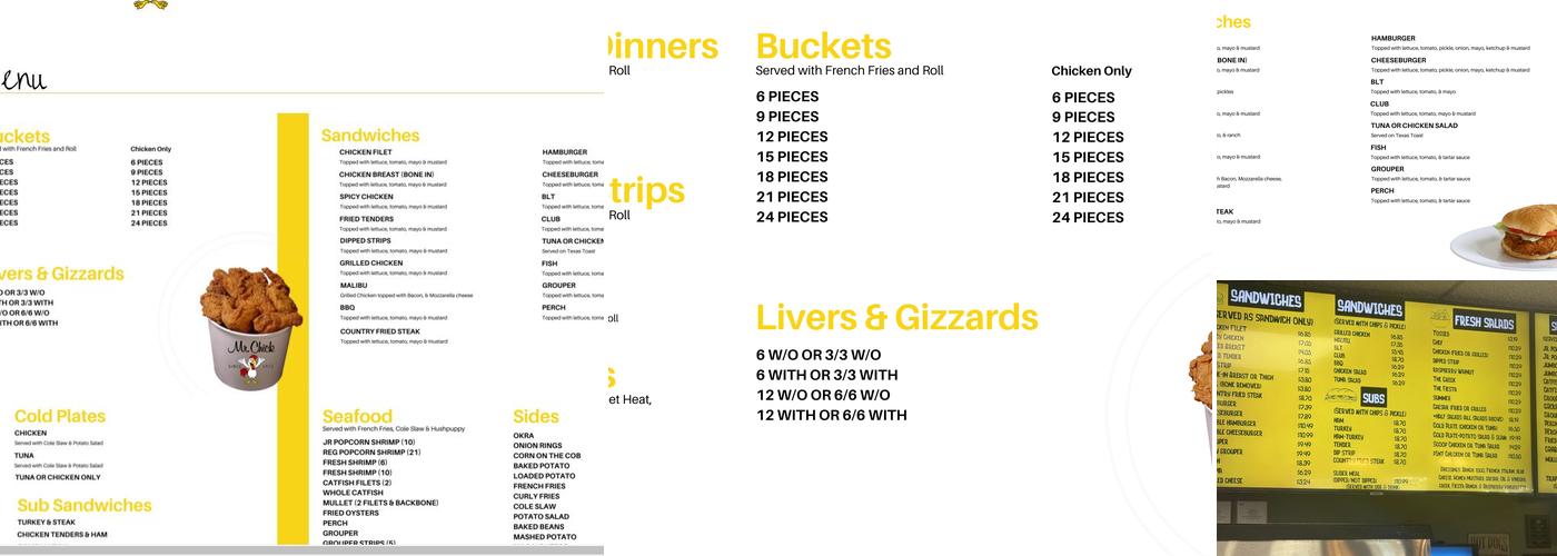 Mr. Chick Menu