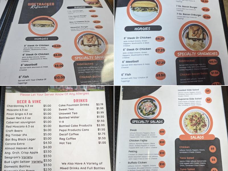 Sidetracted Bar & Restaurant Menu