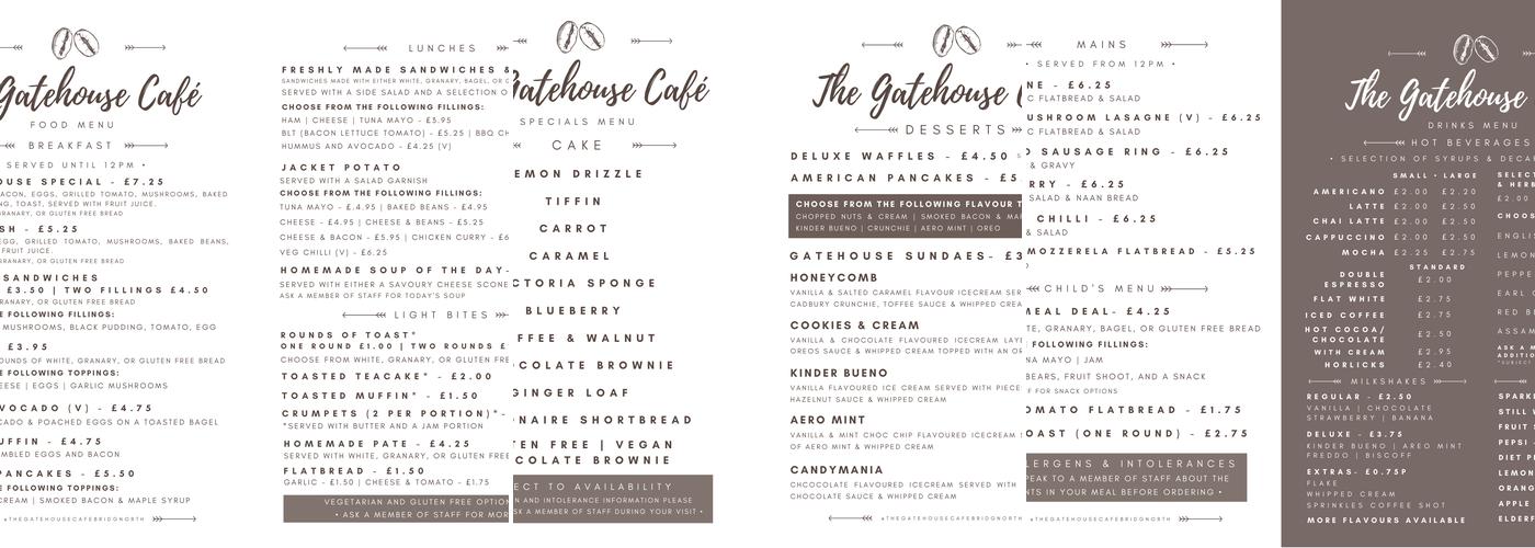 The Gatehouse Café Bridgnorth Menu